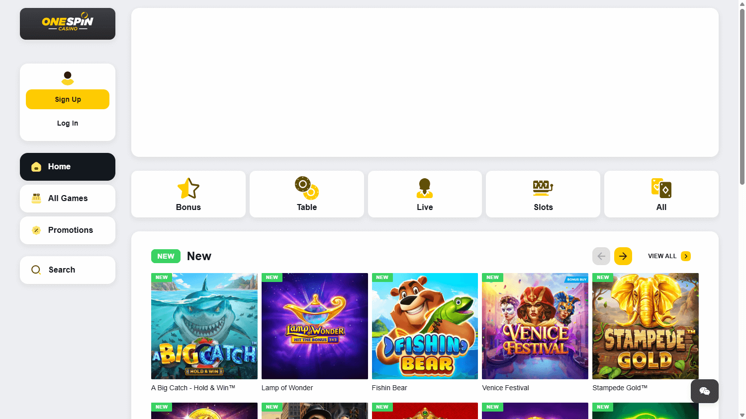 One Spin Casino Desktop screenshot